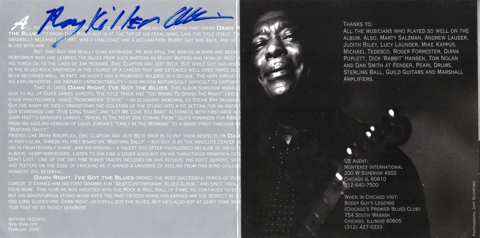 BUDDY GUY Damn Right, I've Got The Blues Autographed CD Cover W/Concert Ticket, image 2