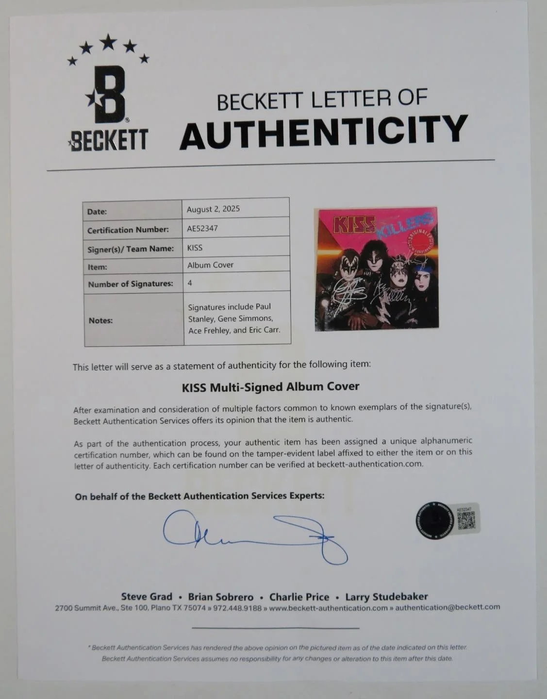 KISS Signed Autograph Auto "Killers" Album Vinyl LP by 4 JSA BAS, изображение 3