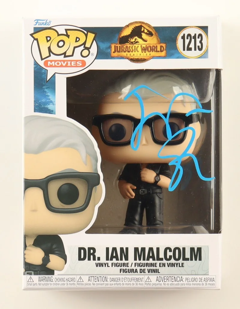 Jeff Goldblum — Jeff Goldblum Signed Funko Pop! #1213 Dr. Ian Malcolm W/ JSA COA Jurrasic Park
