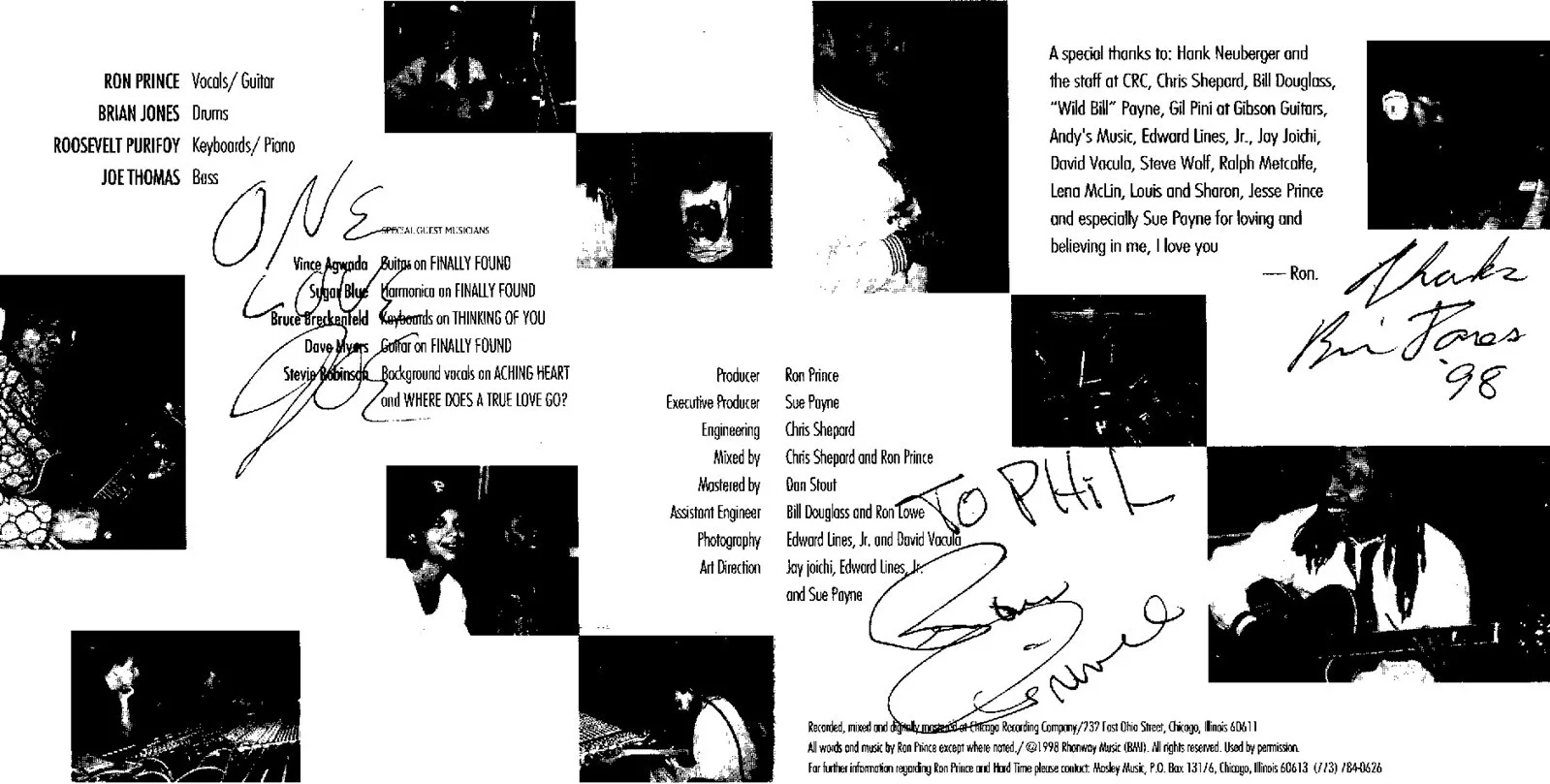RON PRINCE & HARD TIME Paroled Autographed CD Cover/Booklet CD NOT INCLUDED, изображение 2