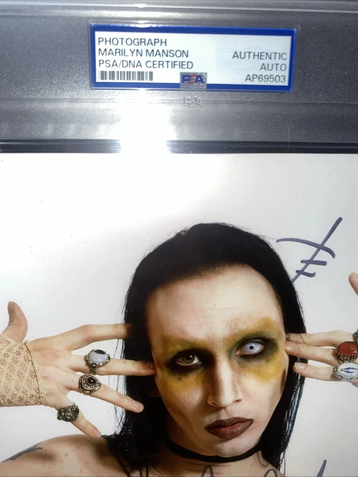 MARILYN MANSON signed 8X10 portrait photo PSA/DNA encapsulated 10x13 metal, image 2