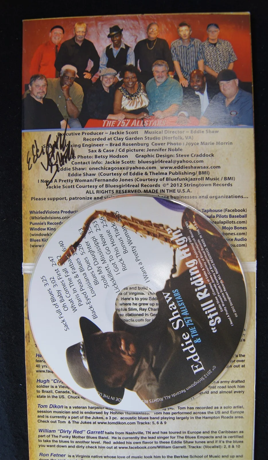 EDDIE SHAW & THE 757 ALLSTARS Still Riding High Autographed CD, изображение 3