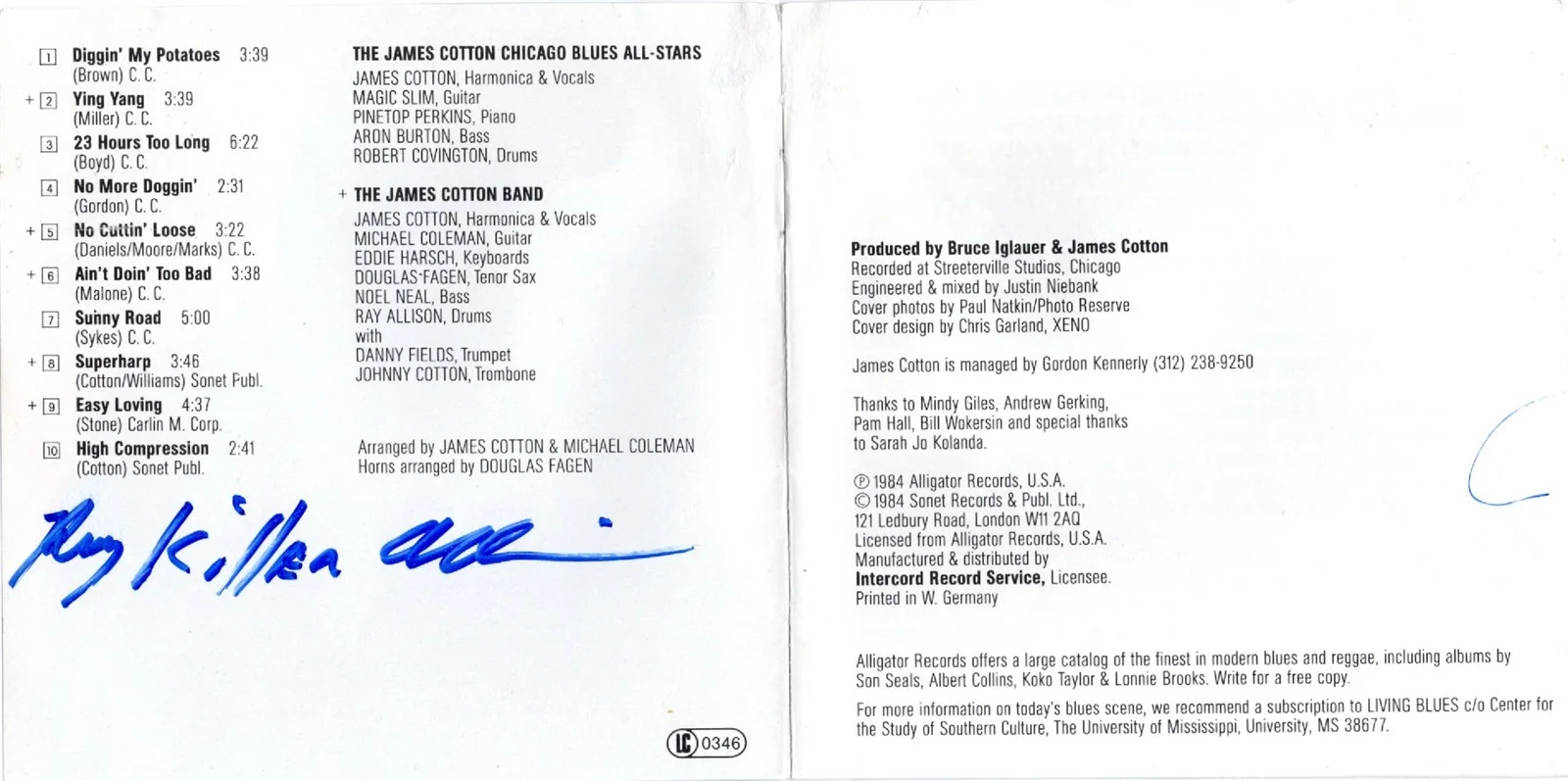 JAMES COTTON High Compression Autographed CD Cover/Booklet CD NOT INCLUDED, image 2