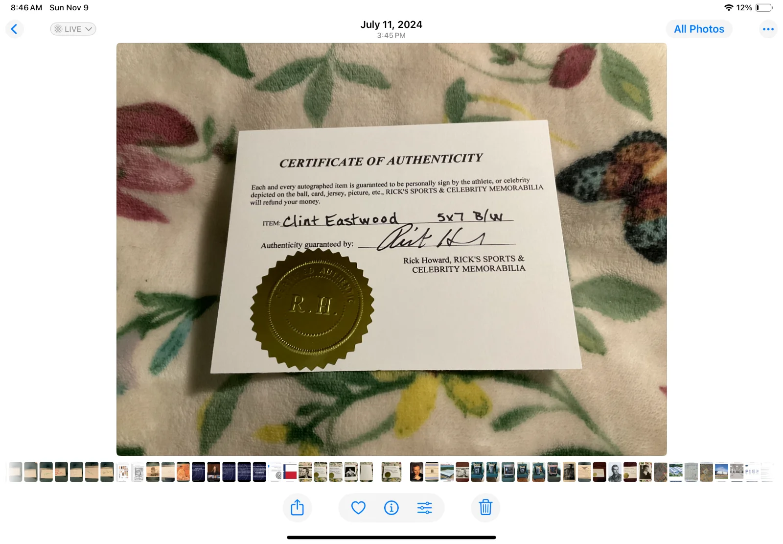 Clint Eastwood — *CLINT EASTWOOD* Signed Autograph 5x7 B/W w/COA w/extra- 4x6 color picture, изображение 3