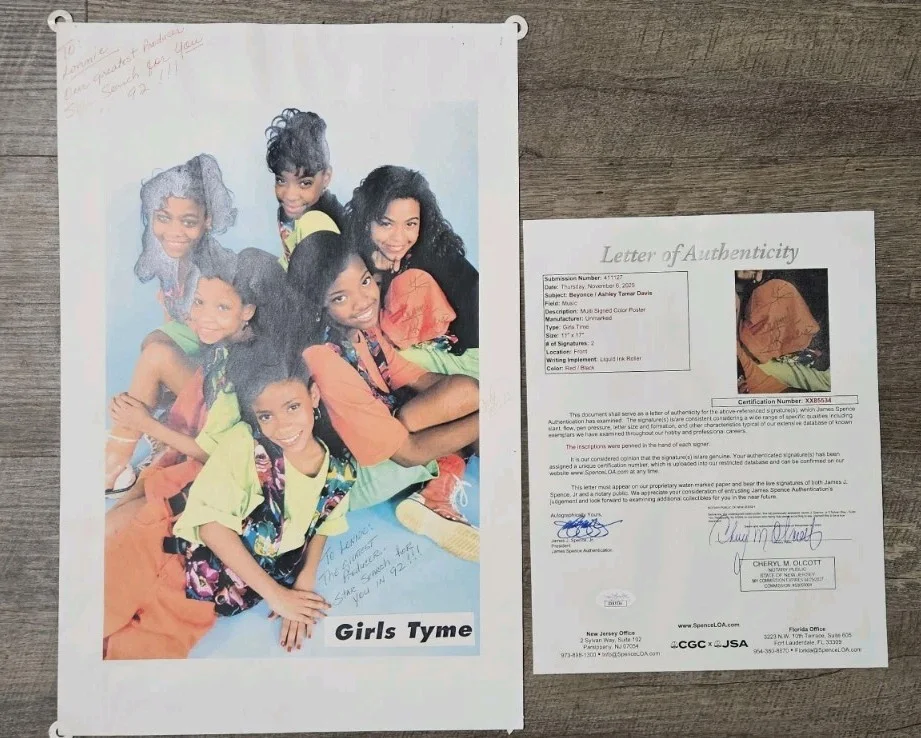 Beyonce Signed Girl's Tyme Star Search Poster Autograph "Rookie Card" COA 11x17, изображение 2