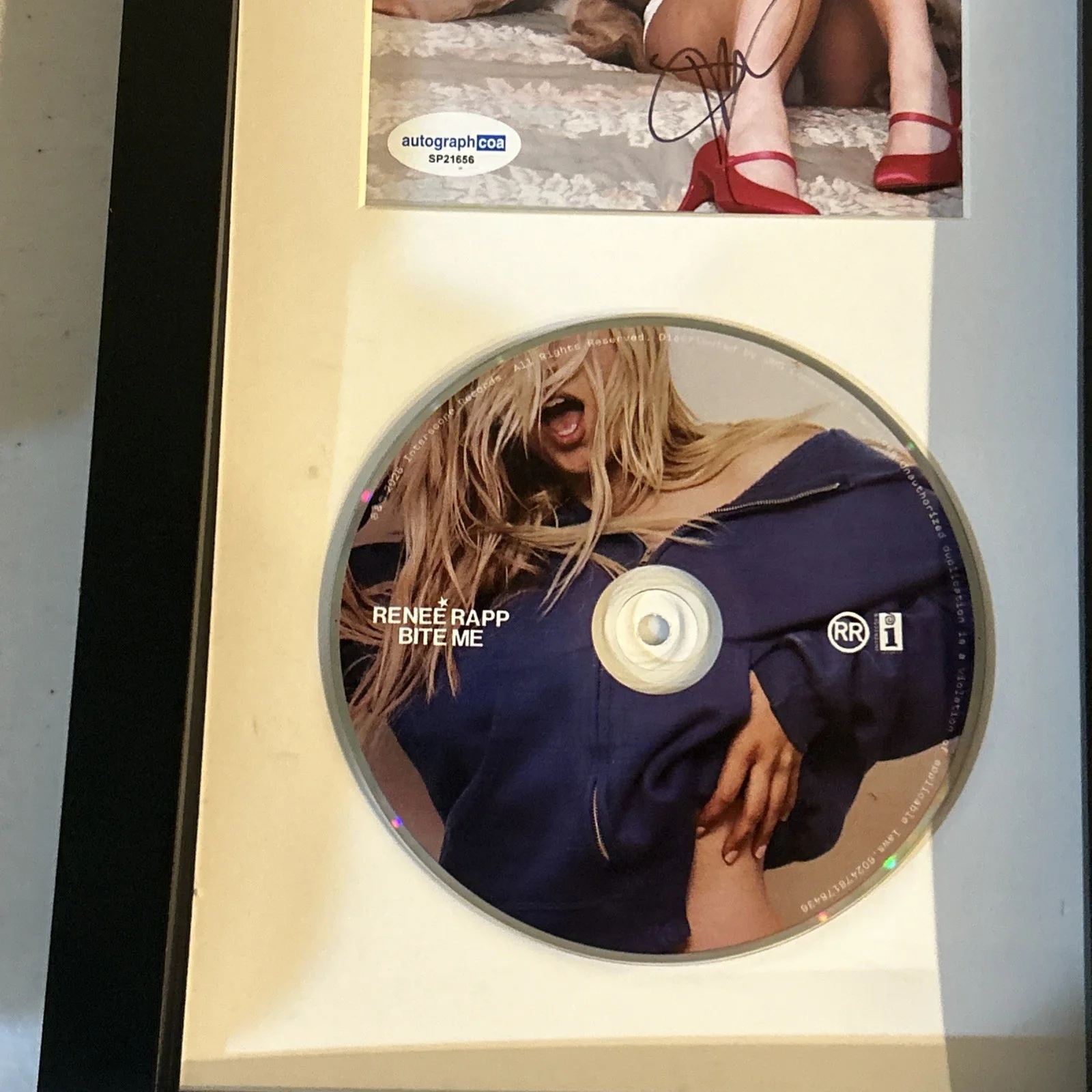 RENEE RAPP SIGNED AUTOGRAPH FRAMED CD DISPLAY ACOA BITE ME, image 5