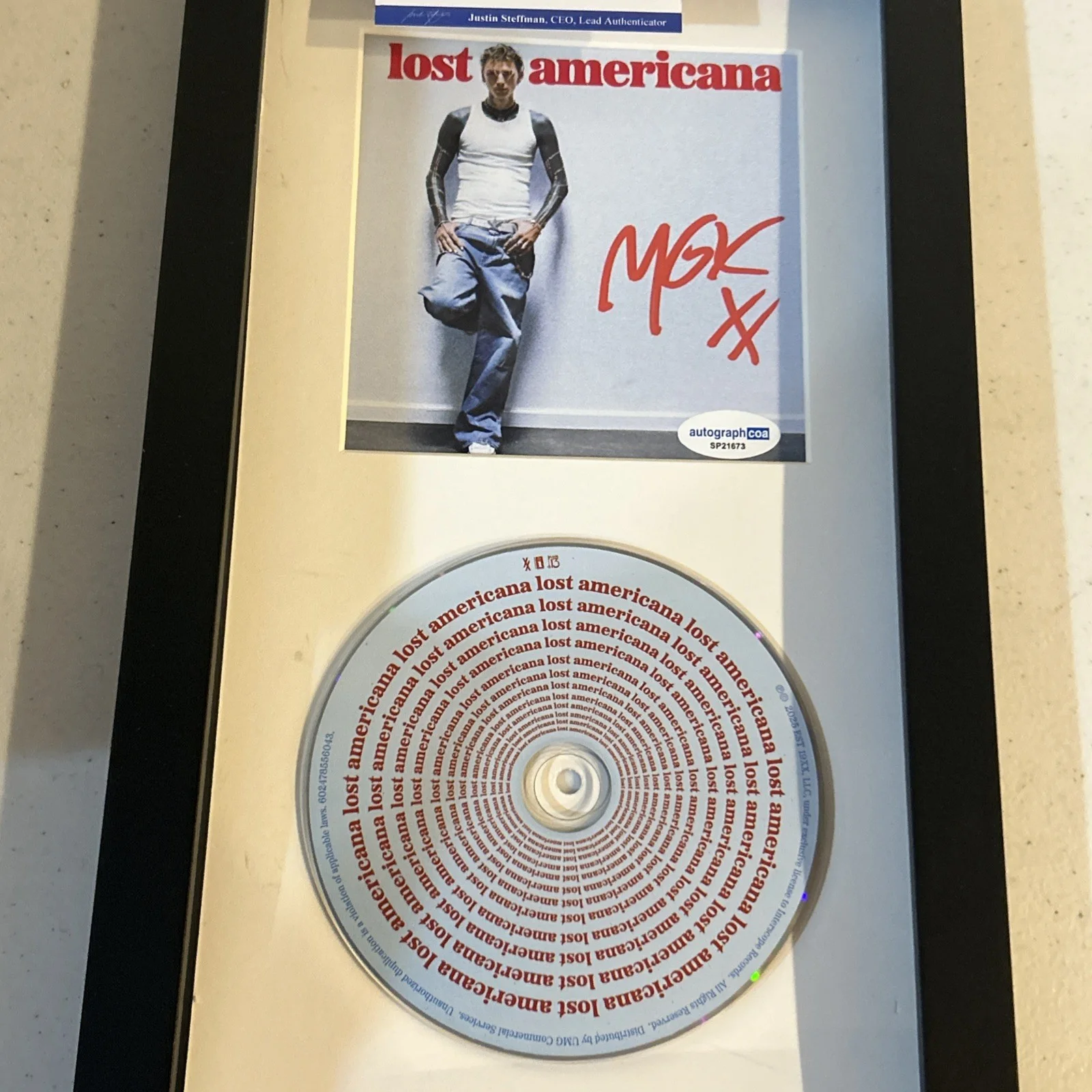 MACHINE GUN KELLY SIGNED AUTOGRAPH FRAMED CD DISPLAY ACOA LOST AMERICANA, image 4