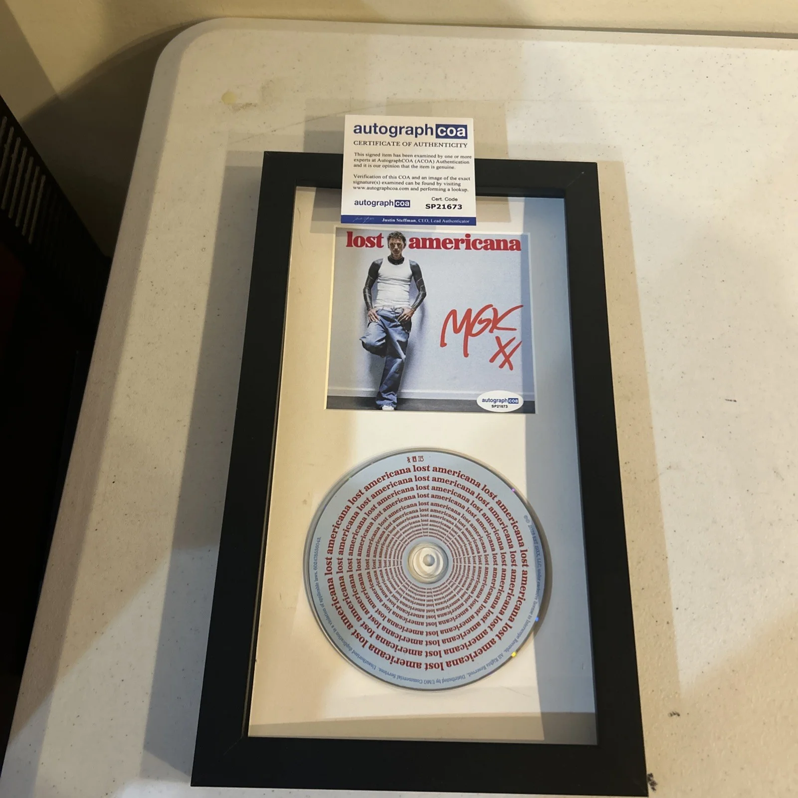 MACHINE GUN KELLY SIGNED AUTOGRAPH FRAMED CD DISPLAY ACOA LOST AMERICANA, image 5