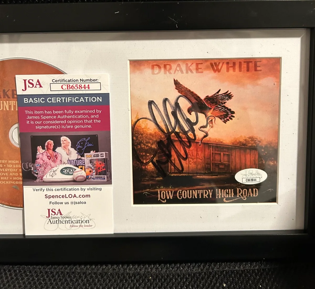 Drake White Signed Low County High Road CD Cover Framed & Matted W/ JSA COA, image 2