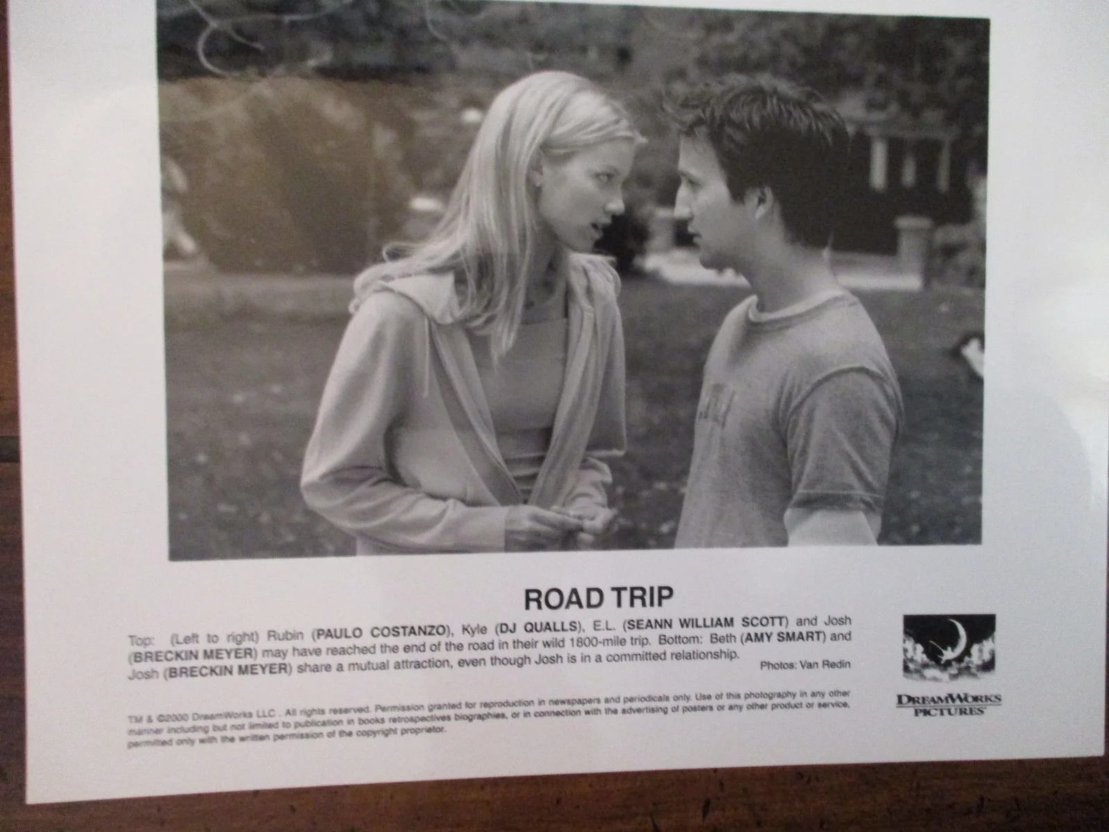 Amy Smart/DJ Qualls/Breckin Meyer/Paulo Costanzo(ROAD TRIP)2000 8 x10 B &W Photo, изображение 2