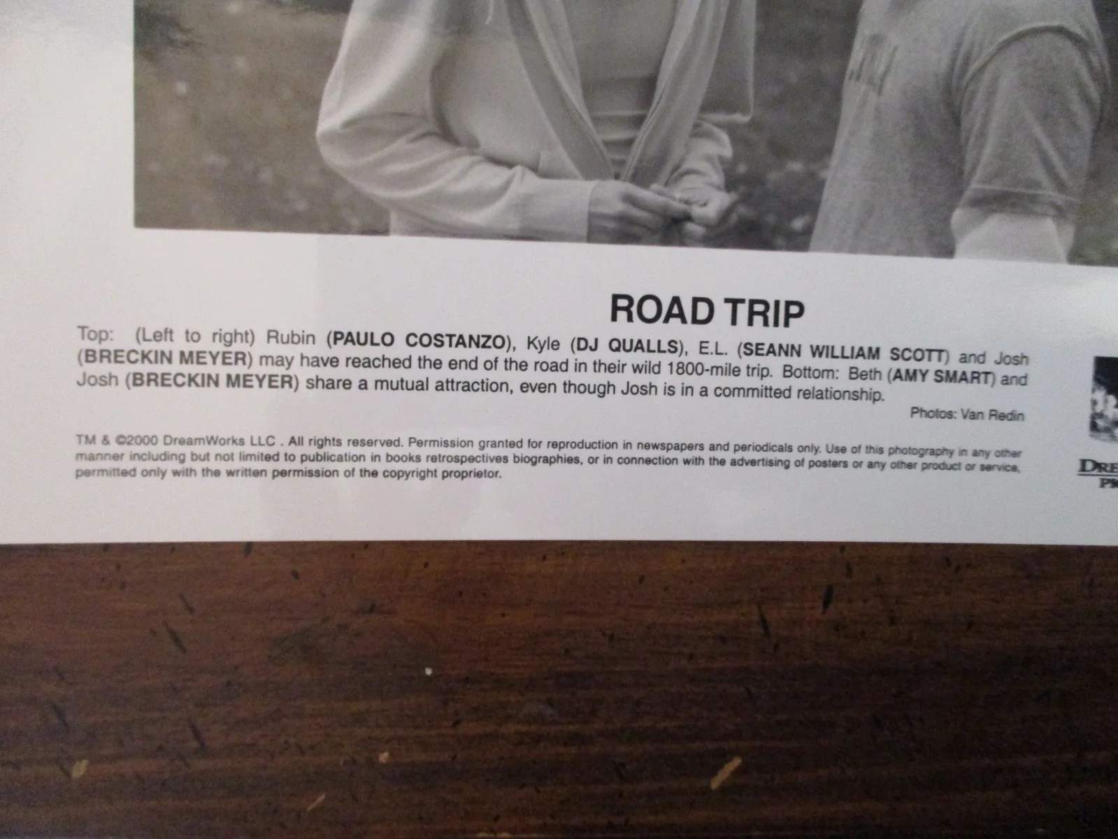 Amy Smart/DJ Qualls/Breckin Meyer/Paulo Costanzo(ROAD TRIP)2000 8 x10 B &W Photo, изображение 3