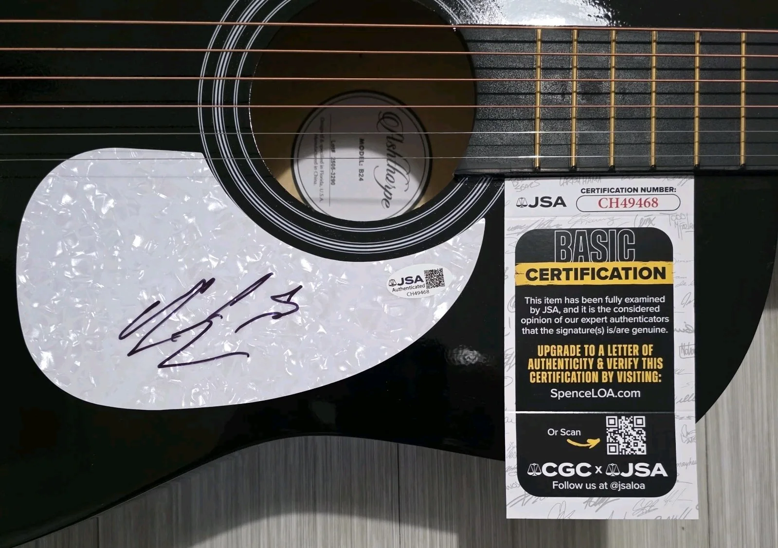 Bailey Zimmerman Country Star Signed Ashthorpe 38" Acoustic Guitar JSA, изображение 2
