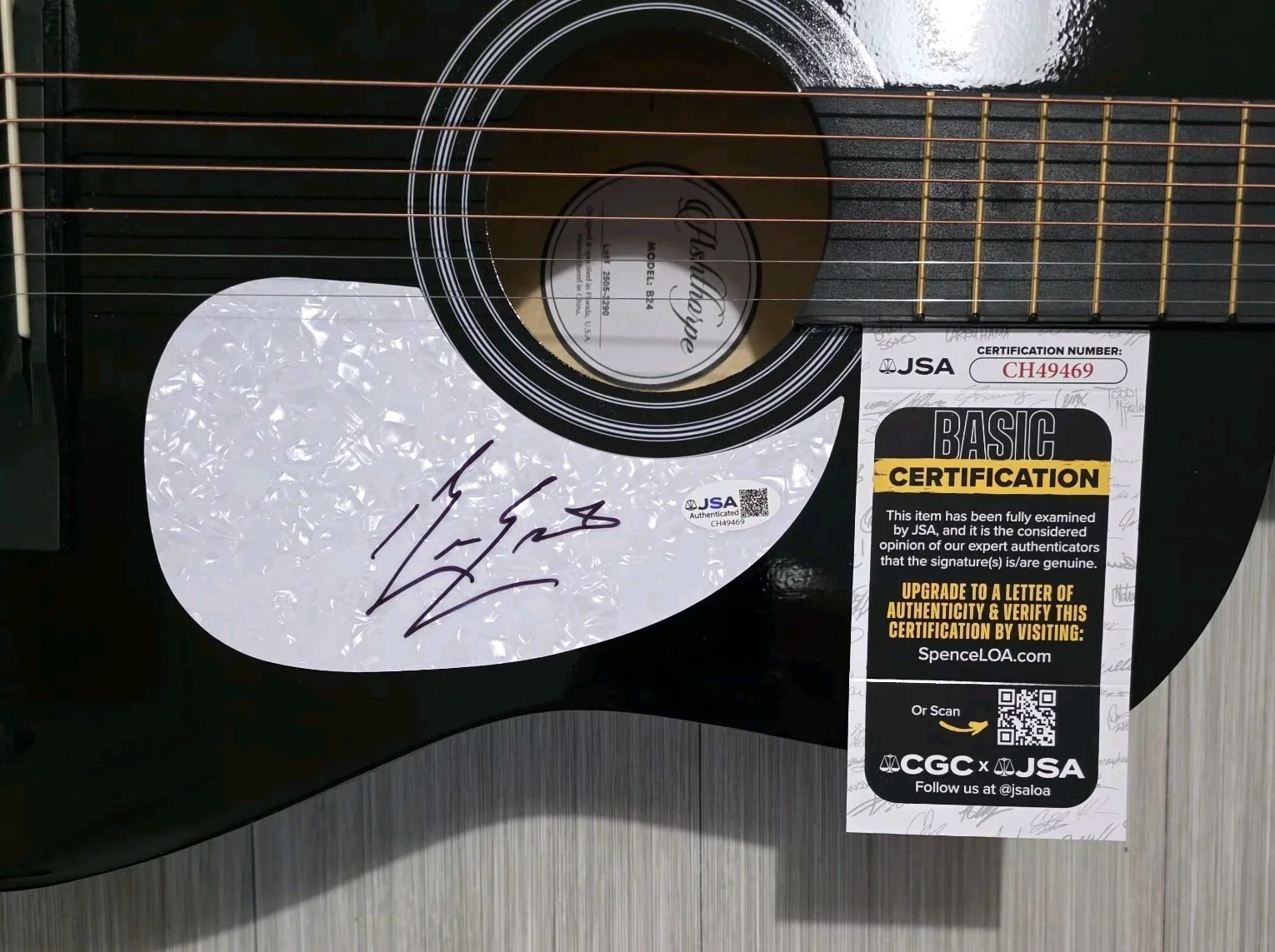 Bailey Zimmerman Country Star Signed Ashthorpe 38" Acoustic Guitar JSA, изображение 2