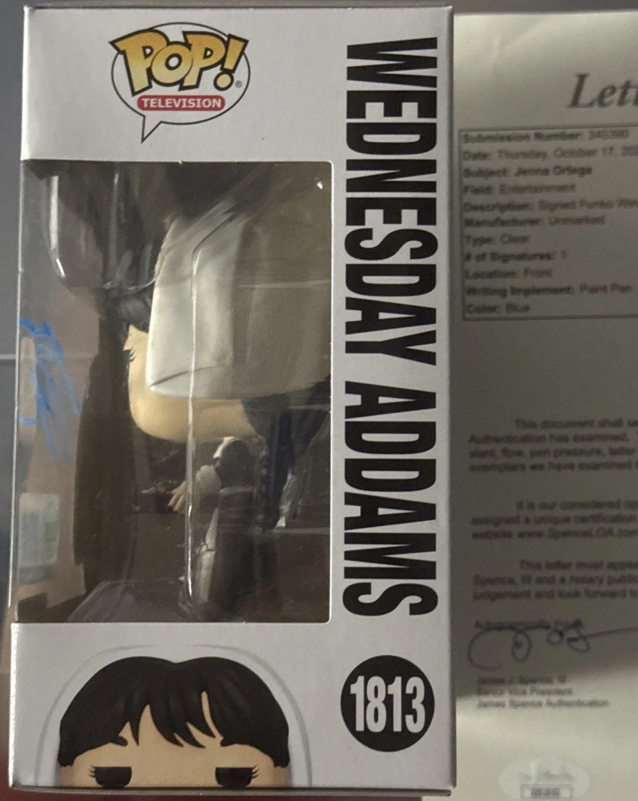 Jenna Ortega — Jenna Ortega Signed Autograph Funko Pop Wednesday Addams 1813 JSA COA LOA RARE, изображение 3