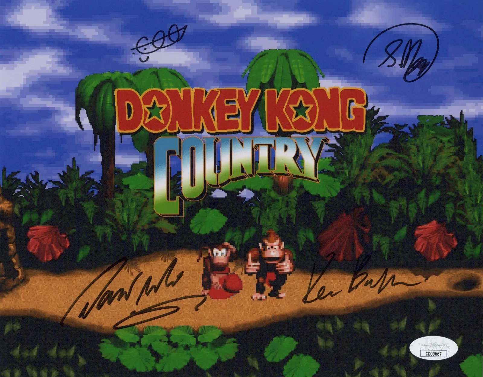 David Wise, Kevin Bayliss, Chris Sutherland & Steve Mayles — Chris Sutherland David Wise +2 Signed 8x10 Donkey Kong Country Photo JSA COA