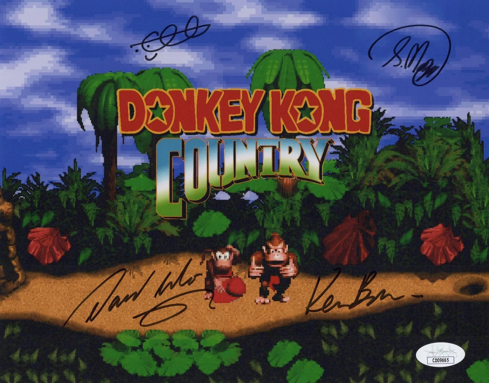 David Wise, Kevin Bayliss, Chris Sutherland & Steve Mayles — Chris Sutherland David Wise +2 Signed 8x10 Donkey Kong Country Photo JSA COA
