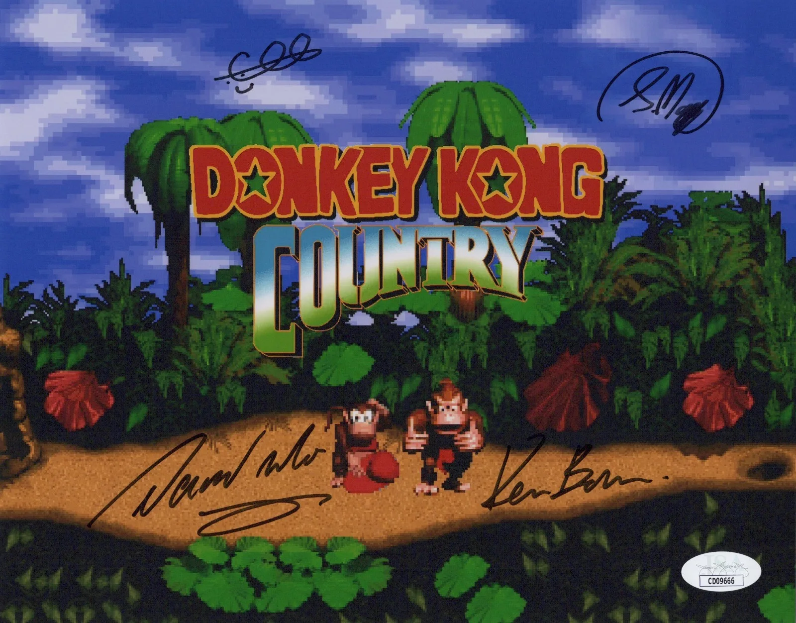 David Wise, Kevin Bayliss, Chris Sutherland & Steve Mayles — Chris Sutherland David Wise +2 Signed 8x10 Donkey Kong Country Photo JSA COA