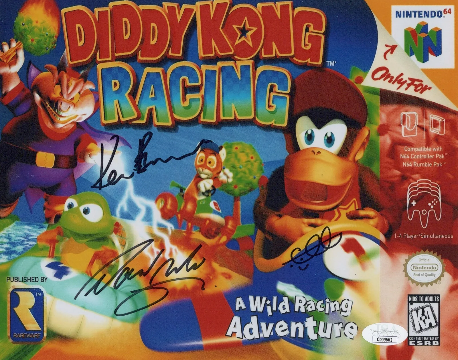 David Wise, Kevin Bayliss & Chris Sutherland — Chris Sutherland David Wise +1 Signed 8x10 Diddy Kong Racing Photo Rare JSA COA
