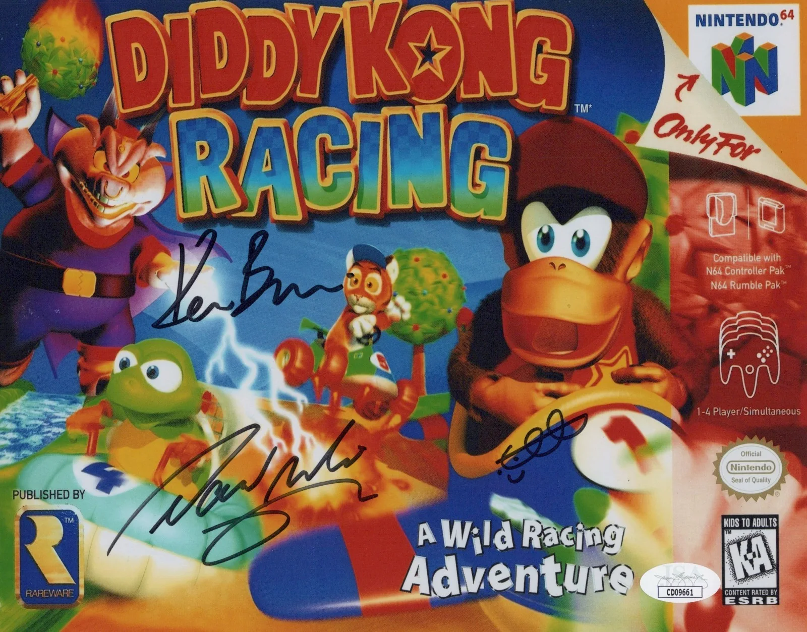 David Wise, Kevin Bayliss & Chris Sutherland — Chris Sutherland David Wise +1 Signed 8x10 Diddy Kong Racing Photo Rare JSA COA