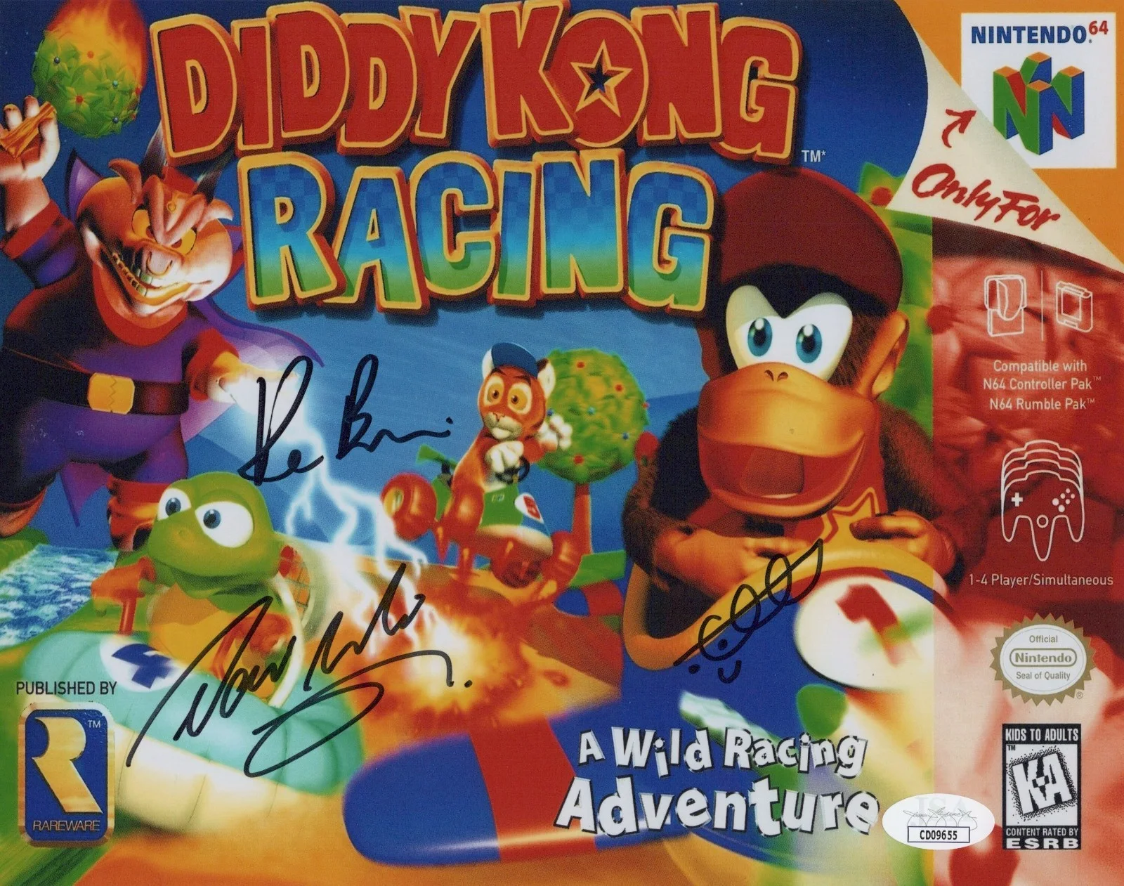 David Wise, Kevin Bayliss & Chris Sutherland — Chris Sutherland David Wise +1 Signed 8x10 Diddy Kong Racing Photo Rare JSA COA