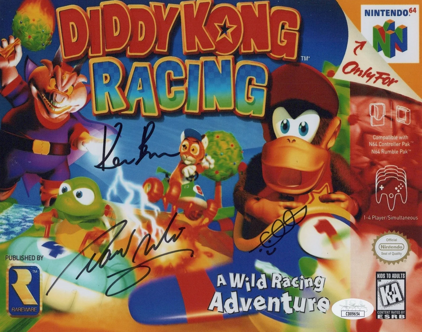David Wise, Kevin Bayliss & Chris Sutherland — Chris Sutherland David Wise +1 Signed 8x10 Diddy Kong Racing Photo Rare JSA COA