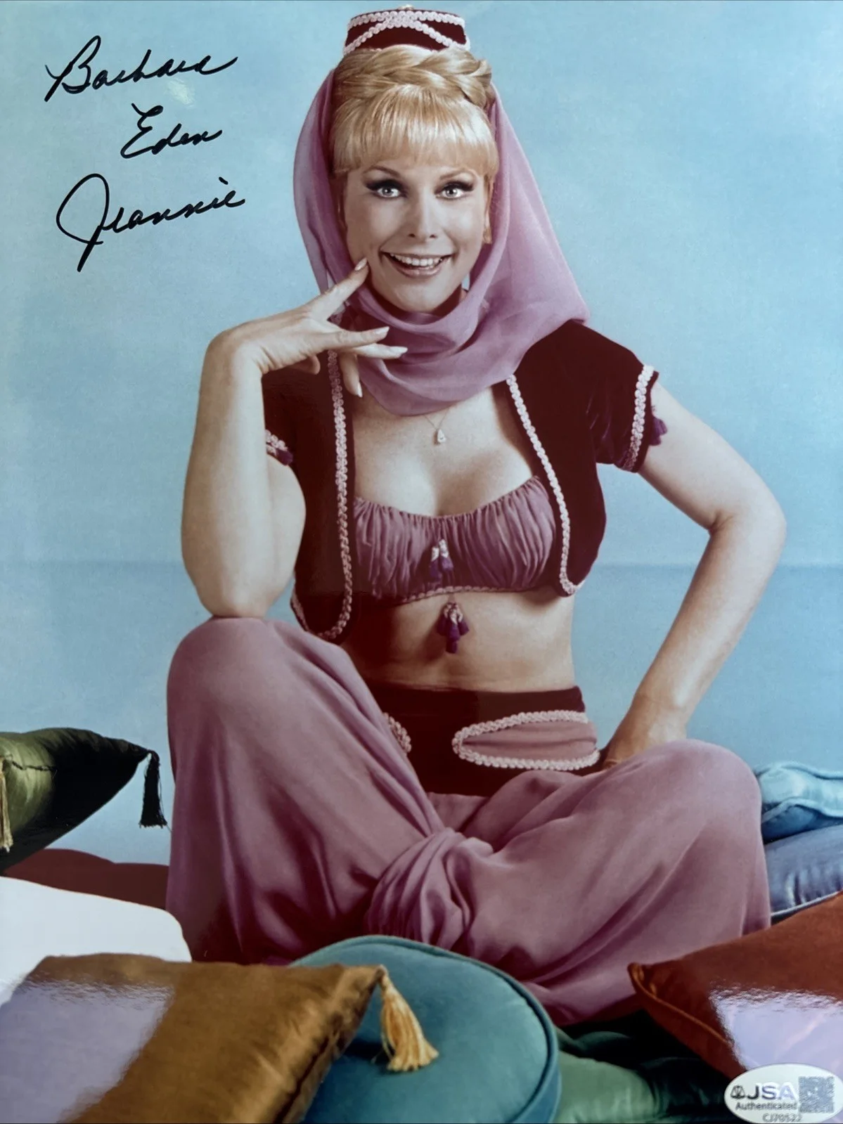 Barbara Eden — Barbara Eden Sexy Signed autographed Jeannie 8x10 Color photo JSA COA, изображение 2