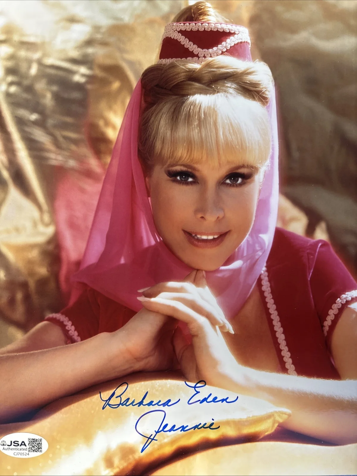 Barbara Eden — Barbara Eden Sexy Signed autographed Jeannie 8x10 Color photo JSA COA, image 2