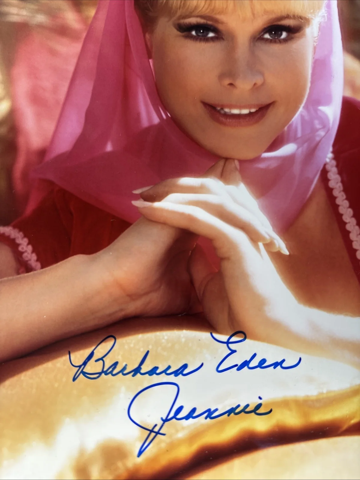 Barbara Eden — Barbara Eden Sexy Signed autographed Jeannie 8x10 Color photo JSA COA, image 3