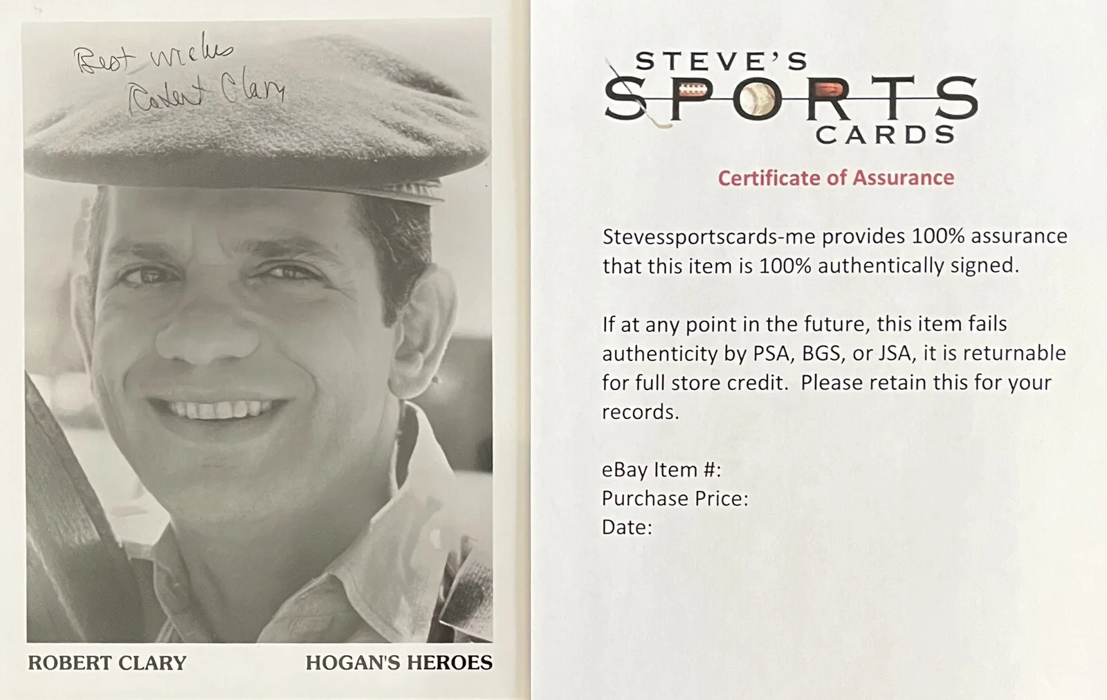 Robert Clary — Robert Clary aka LeBeau Hogans Heroes Signed 8x10 Auto & Orig 1965 Fleer Card, image 3