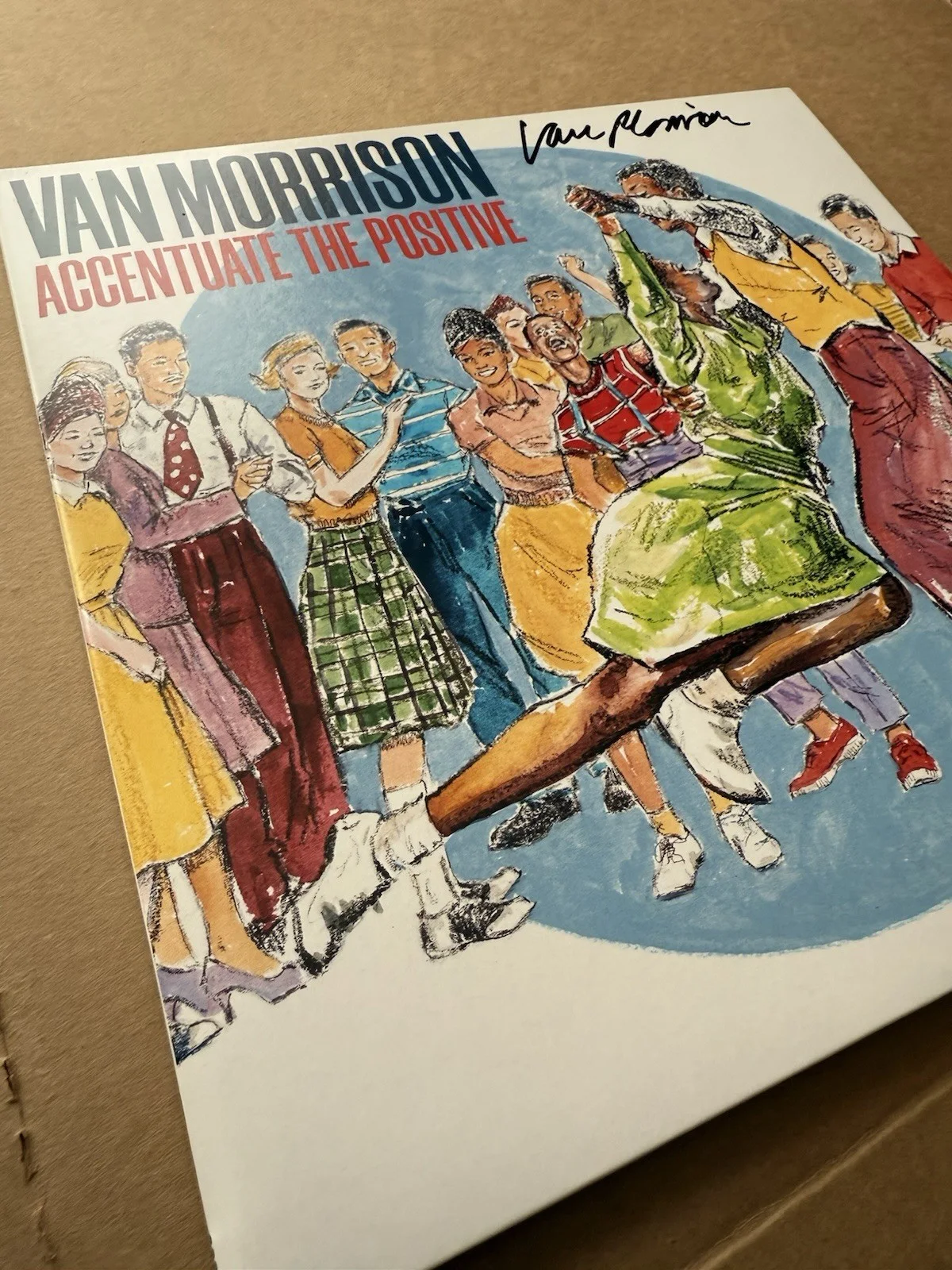 VAN MORRISON HAND SIGNED ACCENTUATE THE POSITIVE AUTOGRAPHED Double Blue Vinyl, image 3