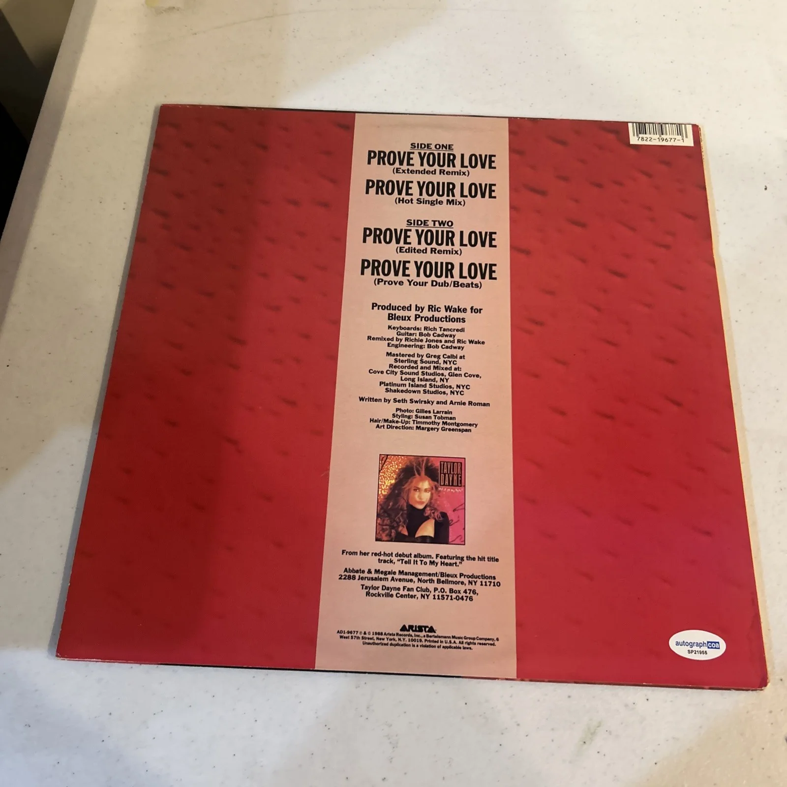 TAYLOR DAYNE SIGNED AUTOGRAPH VINYL ALBUM ACOA PROVE YOUR LOVE RECORD LP, изображение 4