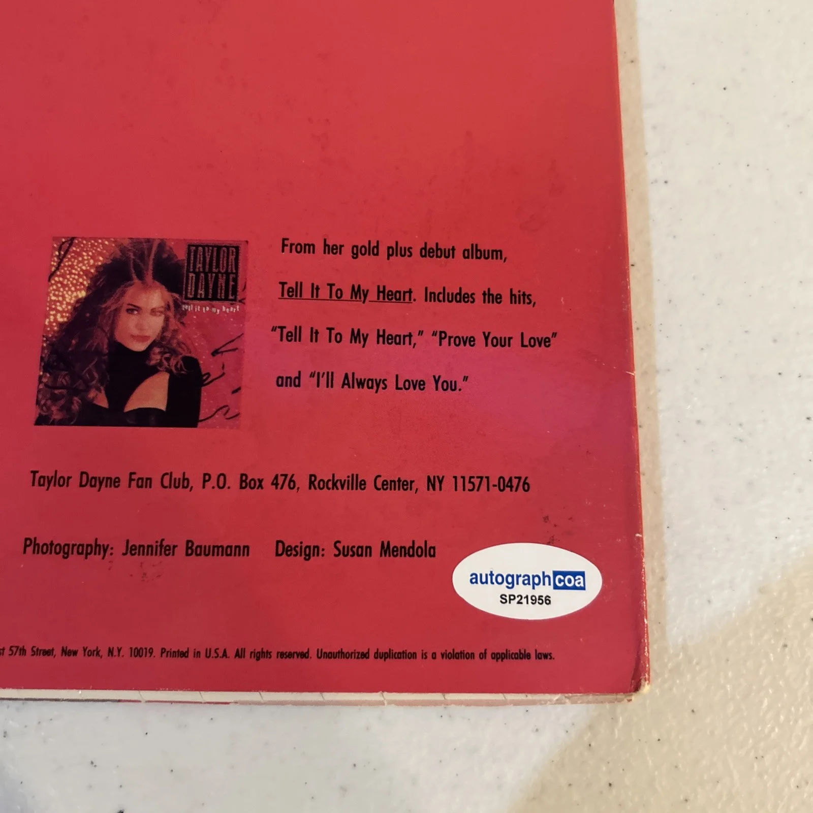 TAYLOR DAYNE SIGNED AUTOGRAPH VINYL ALBUM ACOA DONT RUSH ME RECORD LP, image 4