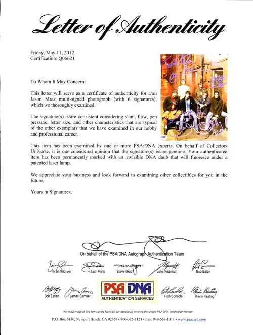 Jason Mraz & Band Autographed Signed 8x10 Photo PSA/DNA #Q06621, image 2