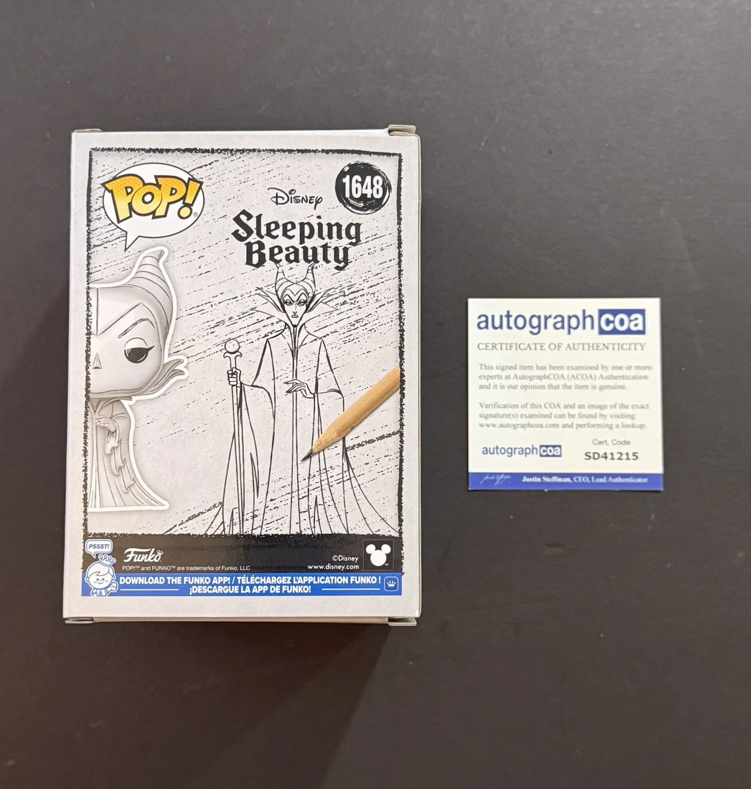 Angelina Jolie signed Funko Pop Maleficent Sleeping Beauty coa Acoa Autograph, image 4