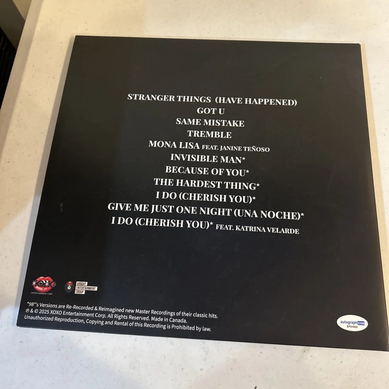 98 DEGREES SIGNED AUTOGRAPH VINYL ALBUM ACOA FULL CIRCLE RECORD LP, image 4