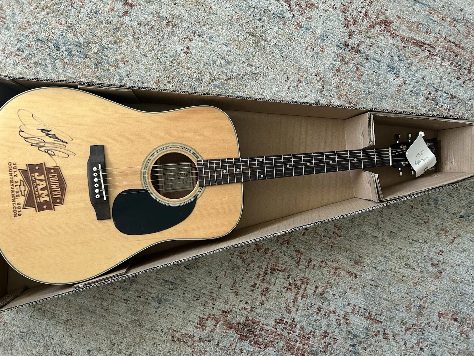 Jason Aldean Signed Autographed Country Jam Acoustic guitar, image 3