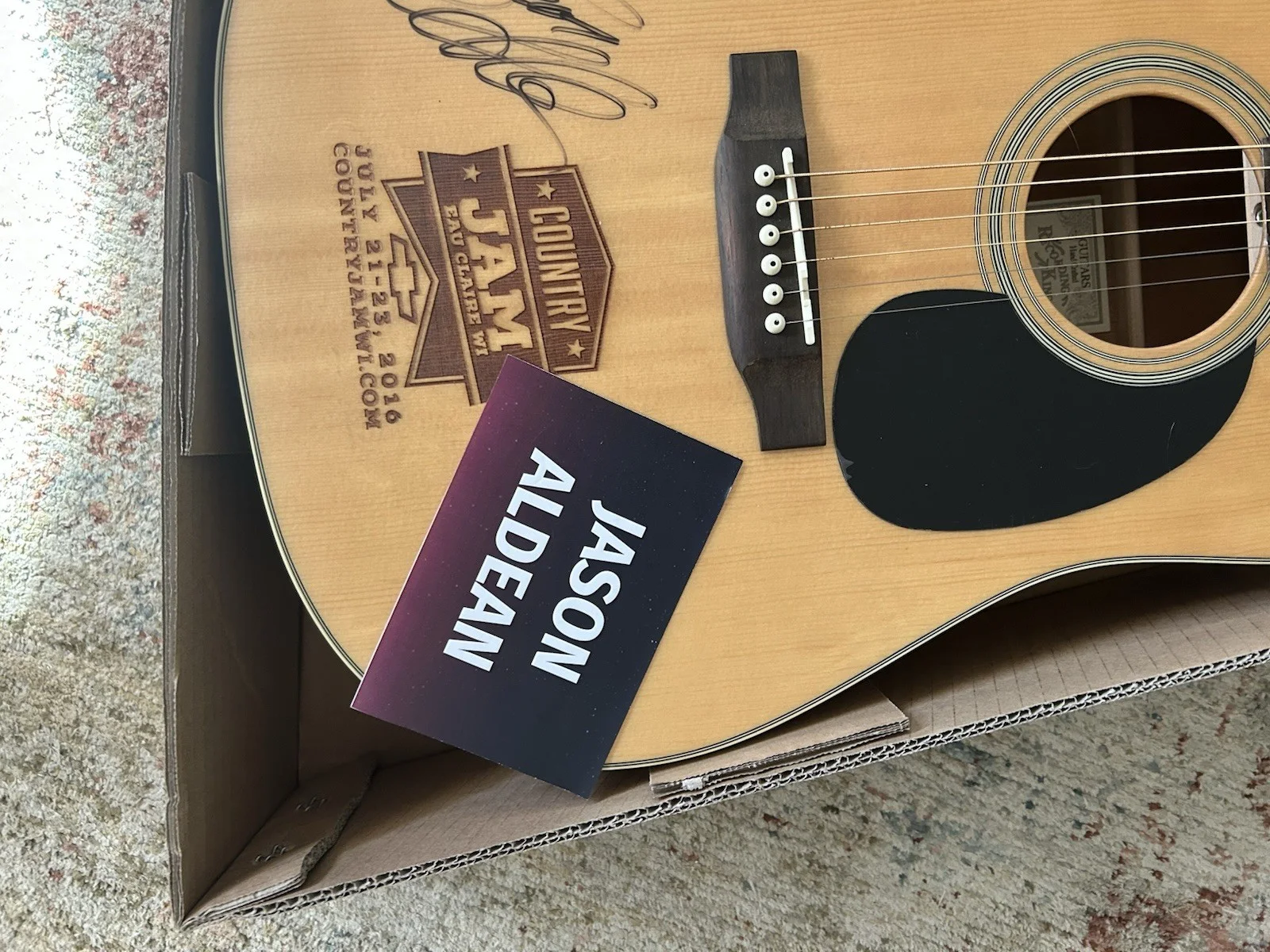 Jason Aldean Signed Autographed Country Jam Acoustic guitar, image 4