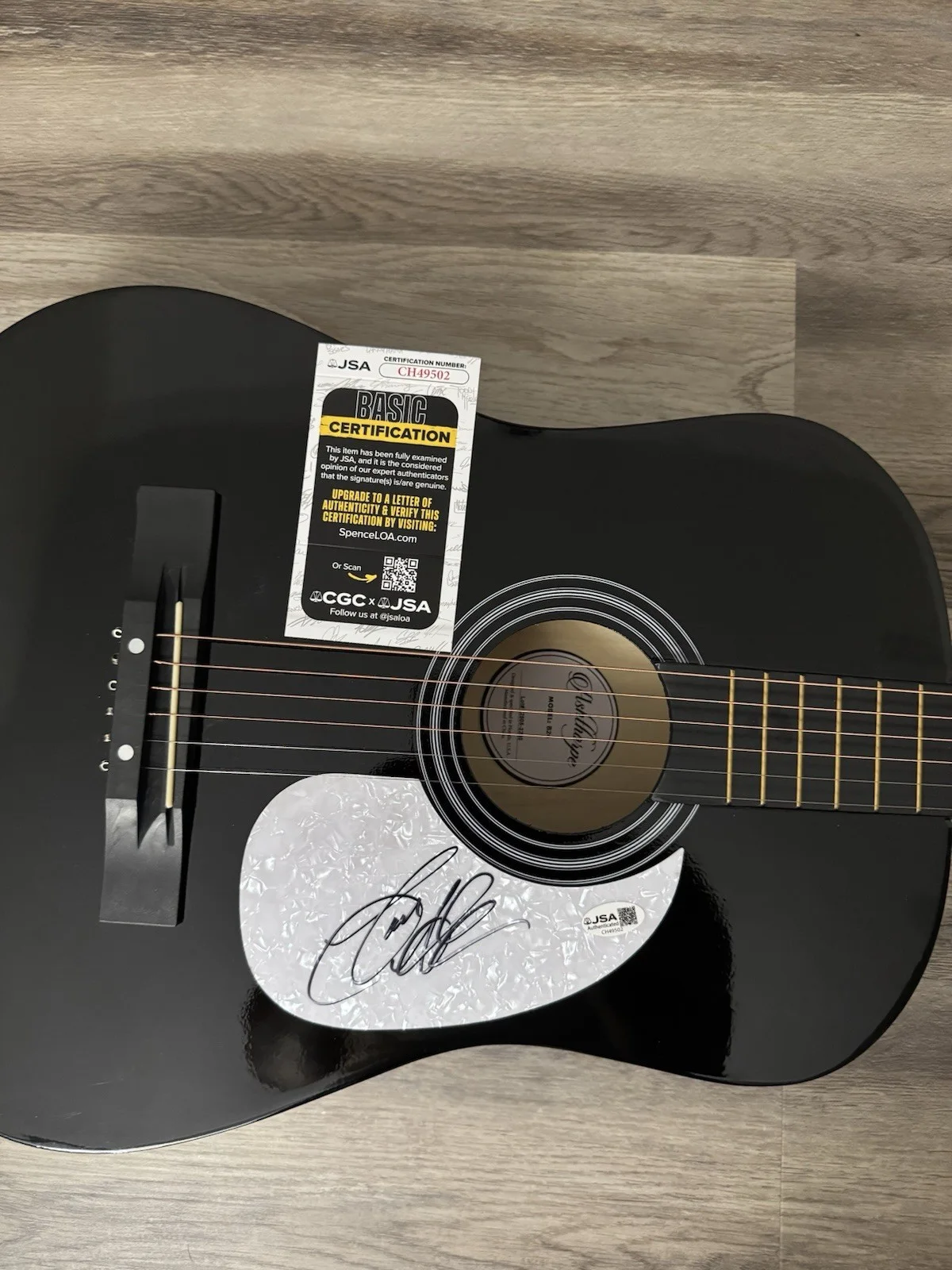 Jason Aldean Autograph Signed Black Guitar Ashthorpe 38” Country Music JSA COA, image 2