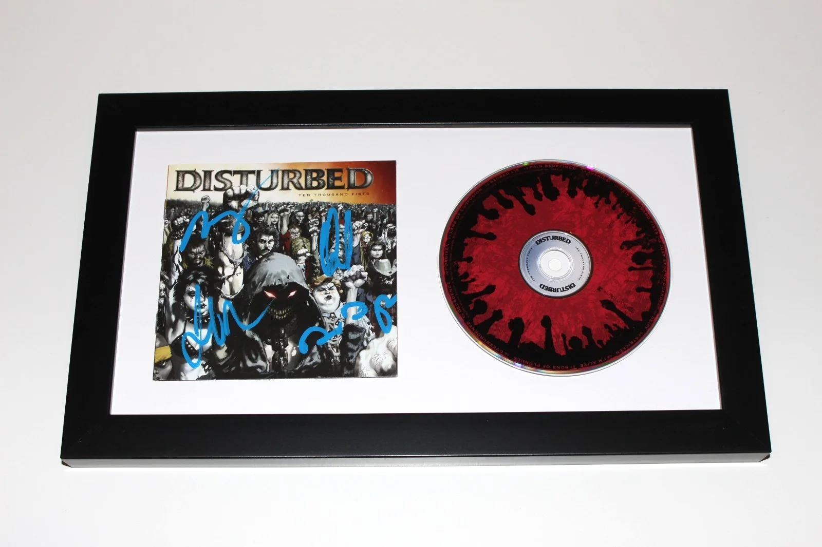 DISTURBED BAND SIGNED FRAMED 'BELIEVE' CD COVER ALBUM COA x4 DAVID DRAIMAN, изображение 2