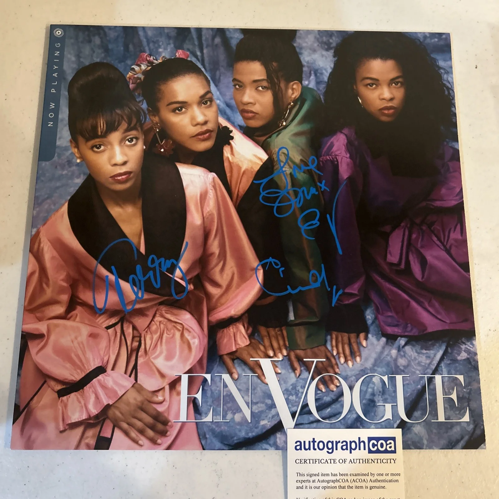 EN VOGUE SIGNED AUTOGRAPH VINYL ALBUM ACOA “ NOW PLAYING” RECORD LP, image 3