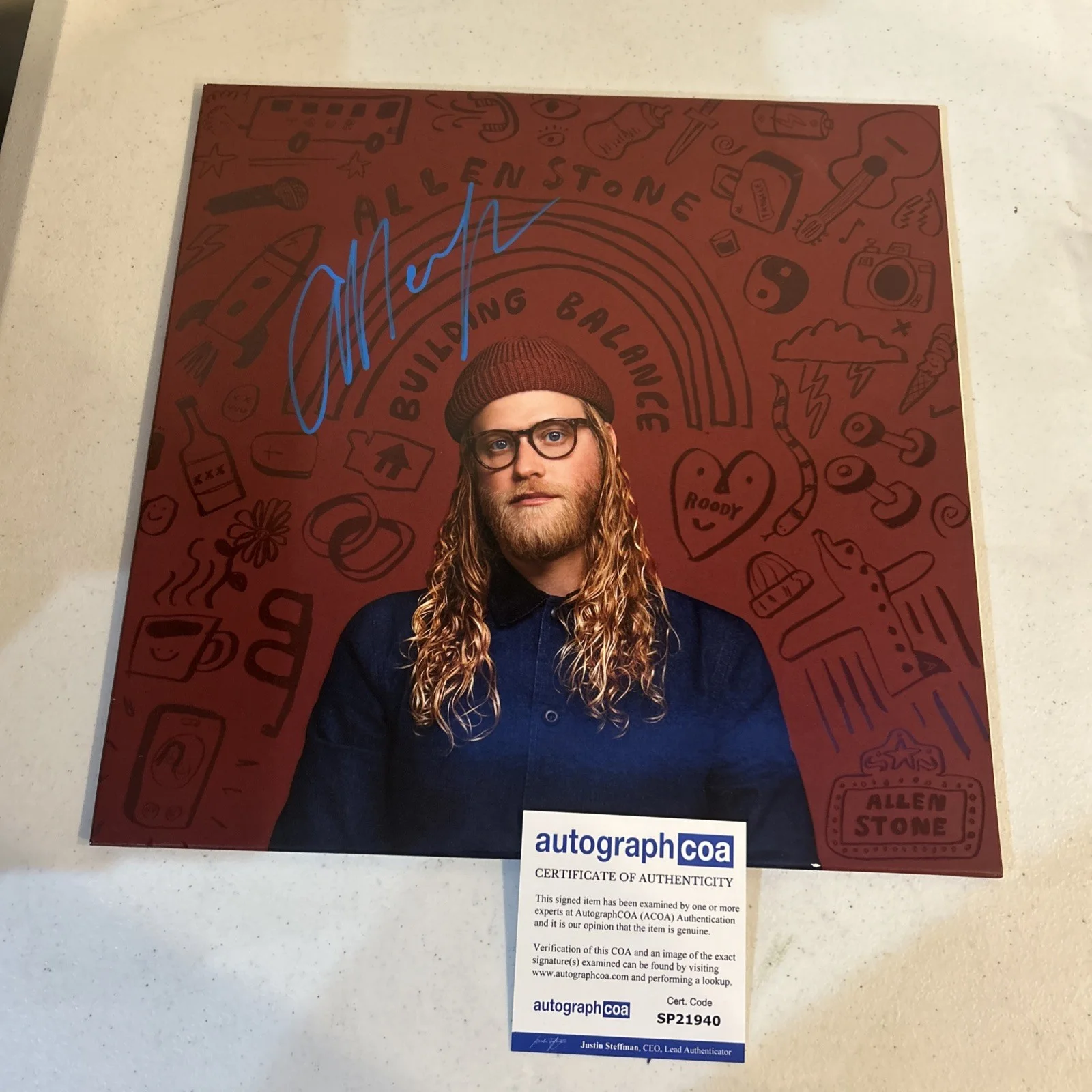 ALLEN STONE SIGNED AUTOGRAPH VINYL ALBUM ACOA BUILDING BALANCE RECORD LP, изображение 2