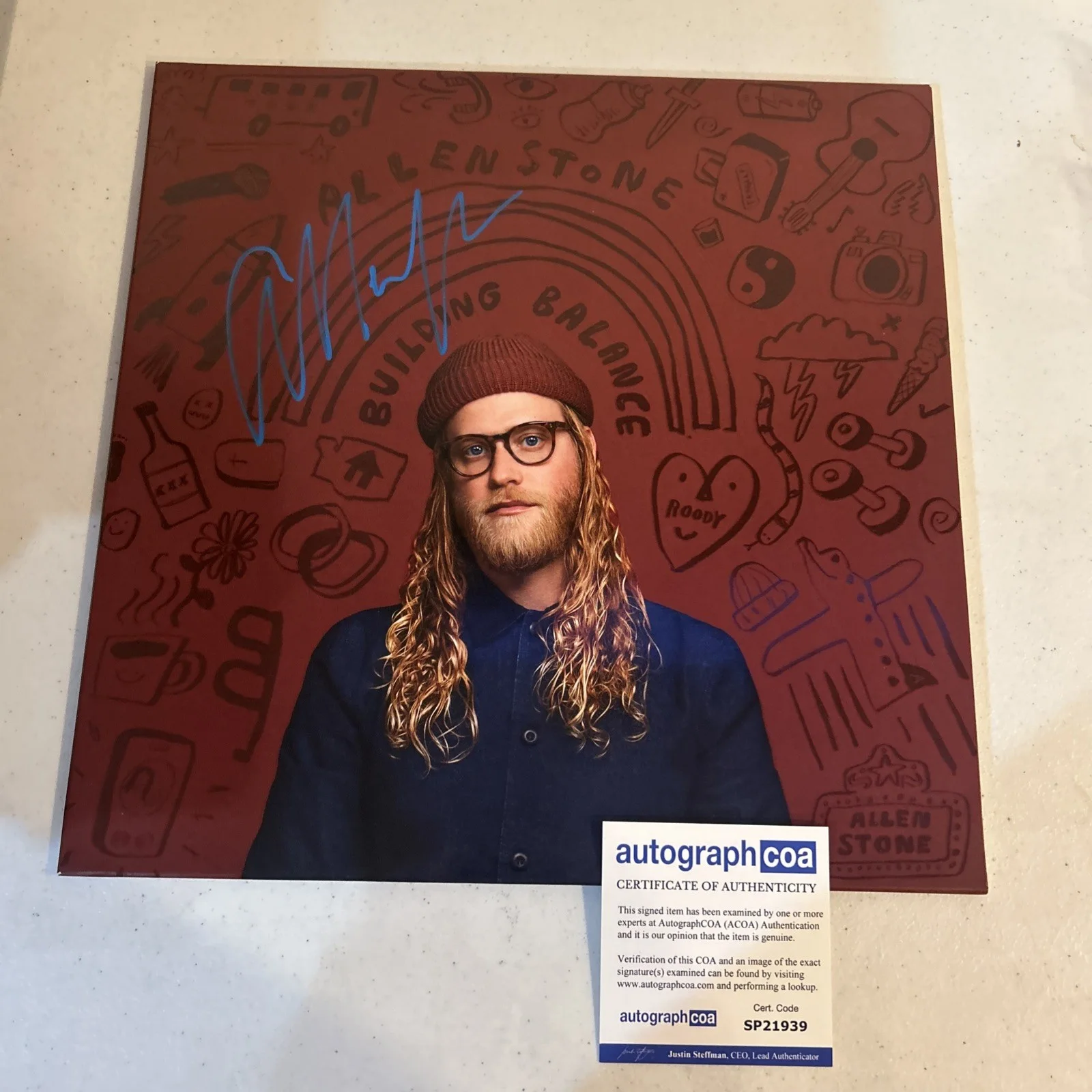 ALLEN STONE SIGNED AUTOGRAPH VINYL ALBUM ACOA BUILDING BALANCE RECORD LP, изображение 2