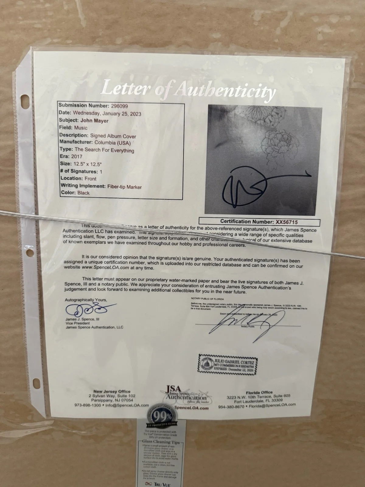 John Mayer Autographed Vinyl & Hand Written Stage Setlist JSA Certified With LOA, image 4