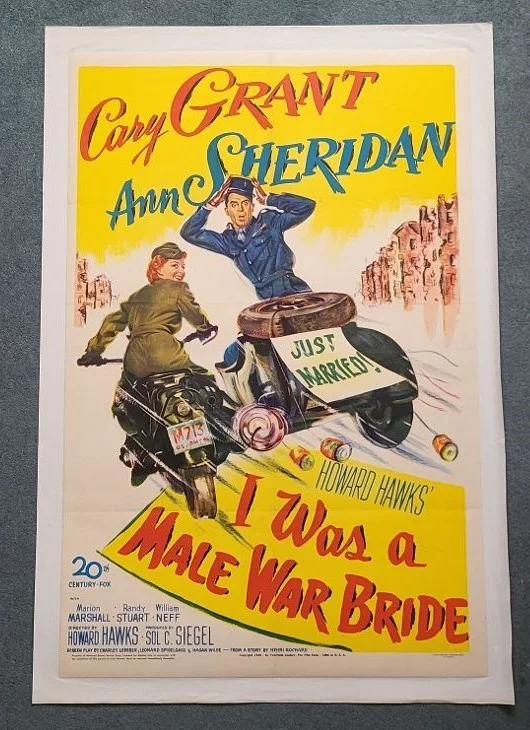 I WAS A MALE WAR BRIDE 1949 Cary Grant Hawks RARE Vintage US 1 Sh Poster LINEN, изображение 2