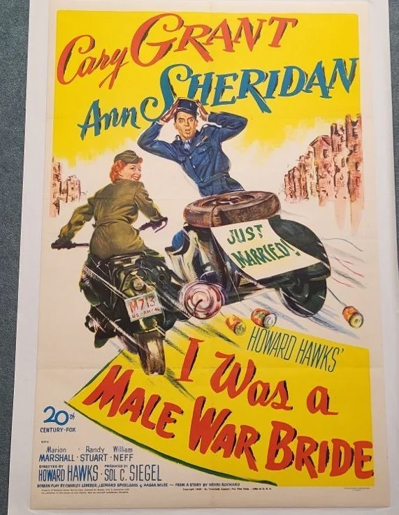 I WAS A MALE WAR BRIDE 1949 Cary Grant Hawks RARE Vintage US 1 Sh Poster LINEN, изображение 3