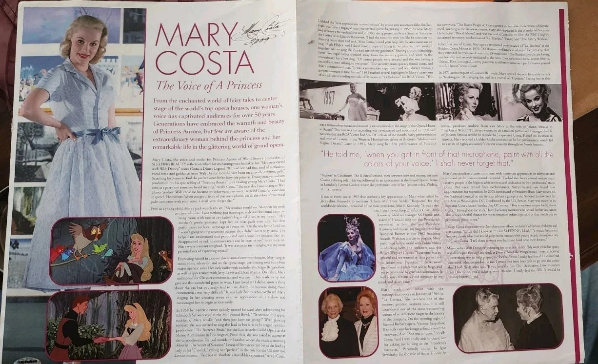 Mary Costa — Mary Costa Princess Aurora Disney Sleeping Beauty Signed Autograph 17×11