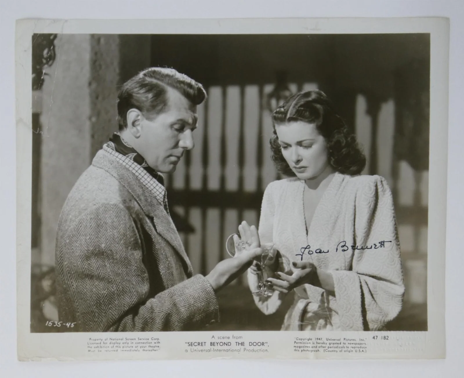 Joan Bennett — Joan Bennett Signed B&W 8x10 1947 Promo Photo Secret Beyond The Door Autographed