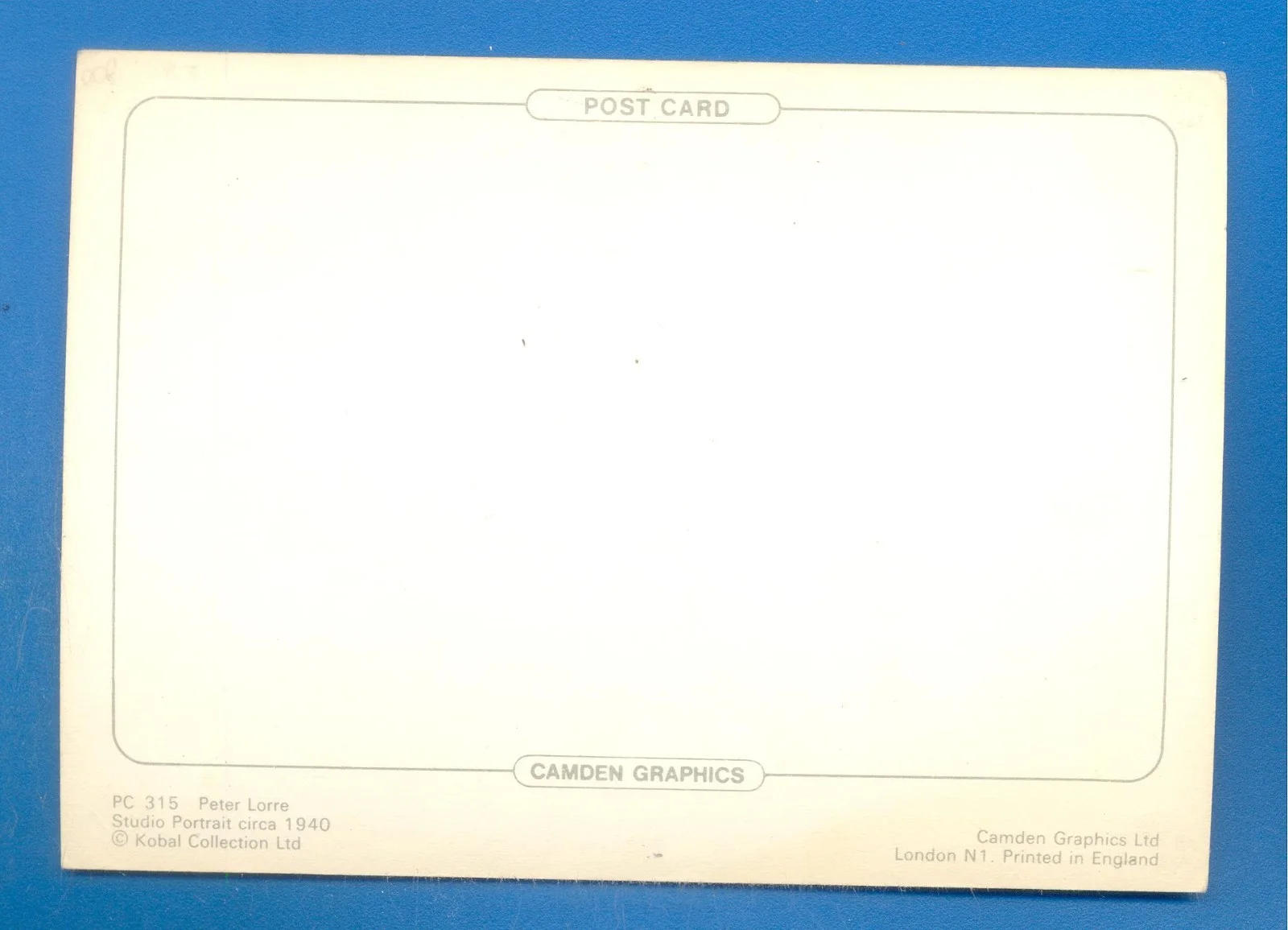 PETER LORRE.CAMDEN GRAPHICS POSTCARD, изображение 2