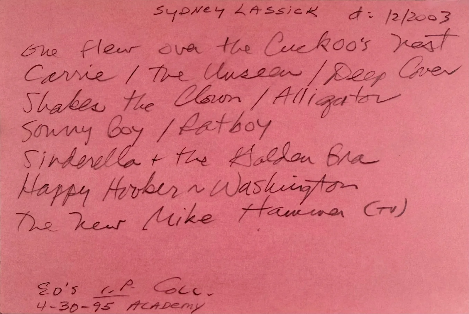 Sydney Lassick — SYDNEY LASSICK Signed Autograph 4x6 INDEX CARD One Flew Over the Cuckoo's Nest, изображение 5