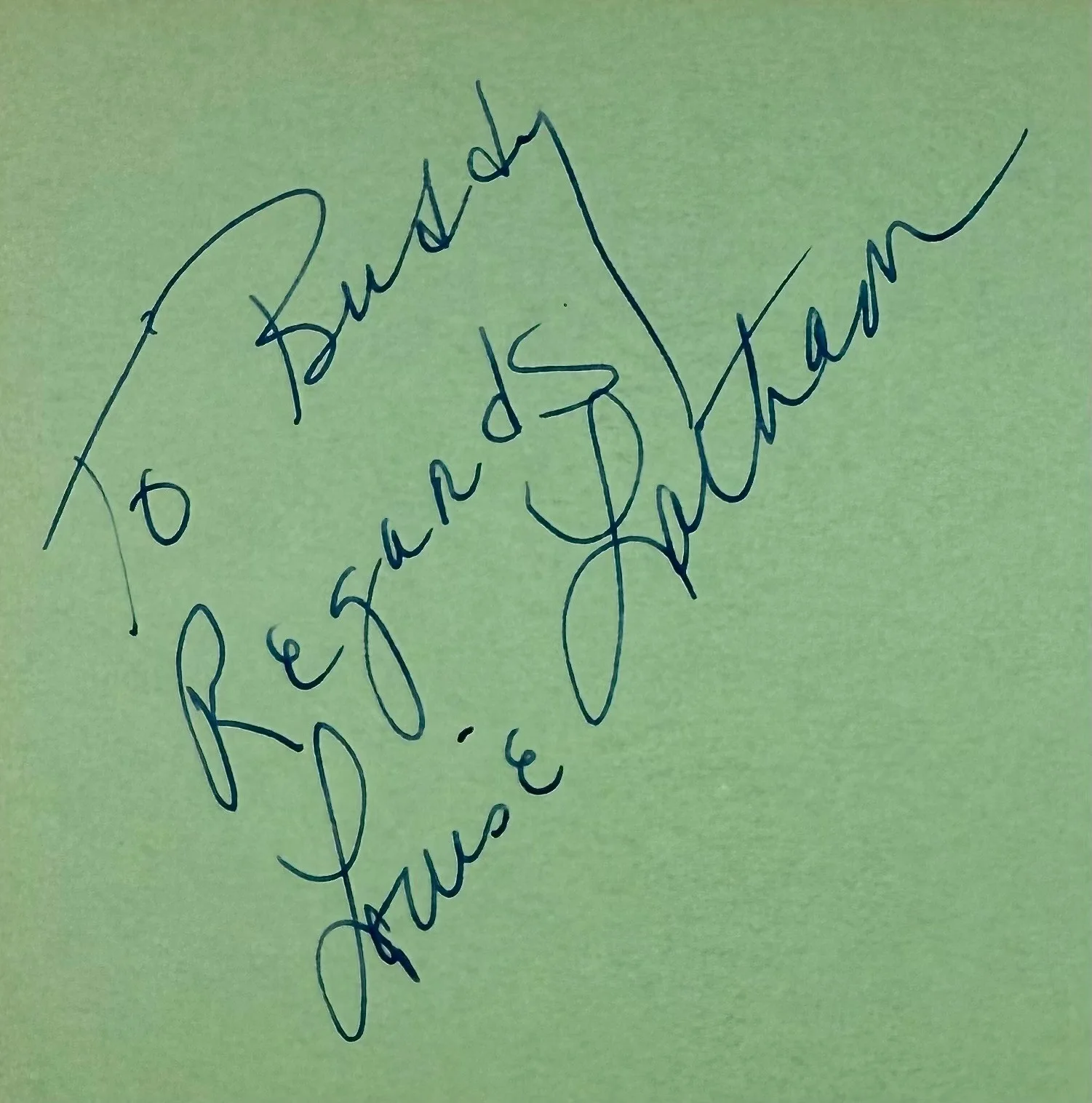 Louise Latham — LOUISE LATHAM Signed Autographed 4"x 6" INDEX CARD Mass Appeal Hitchcock MARNIE, изображение 2